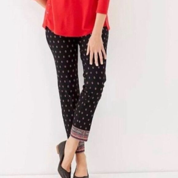 New! J. Jill Aviero Colorful Border Print Bi- Stretch Slim Fit Ankle Pants sz 6 - Picture 14 of 15